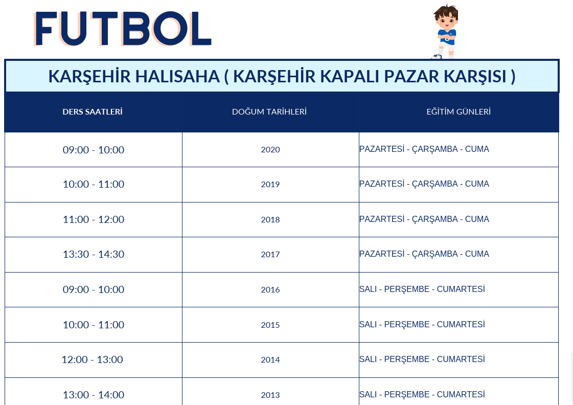 Futbol ders programı