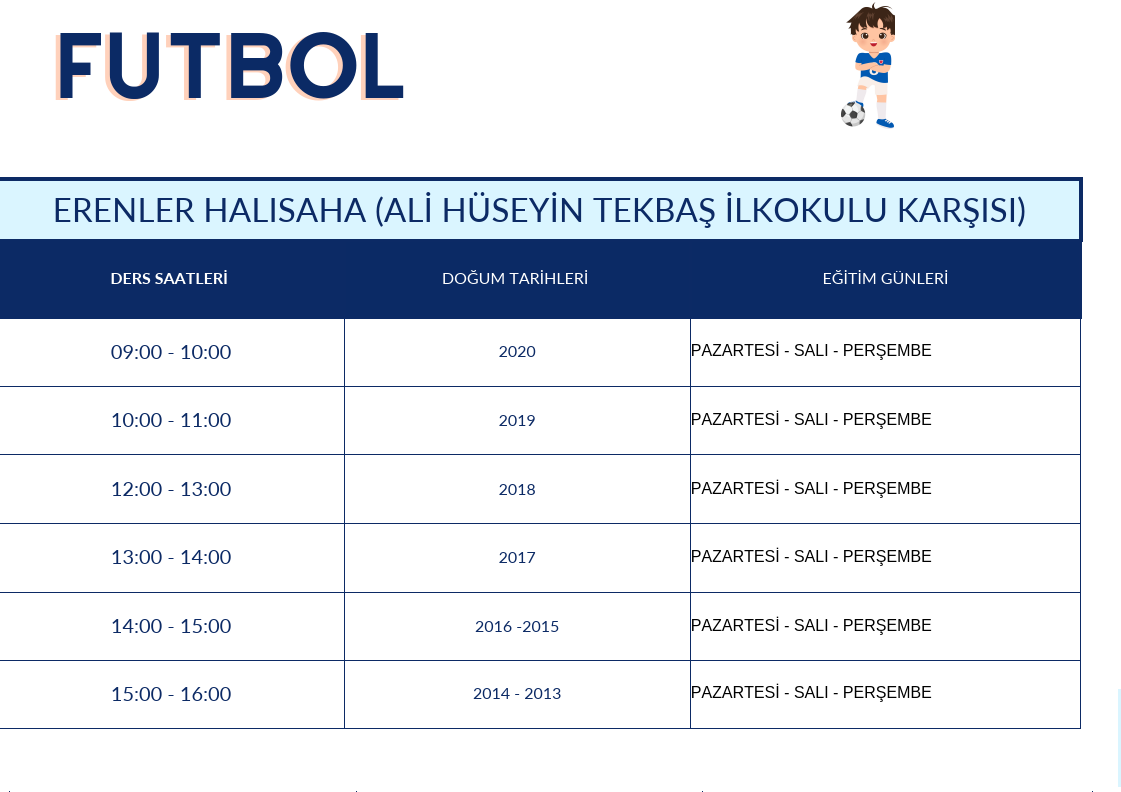 Futbol ders programı