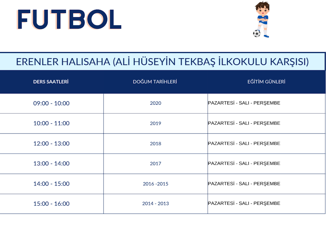 Futbol ders programı