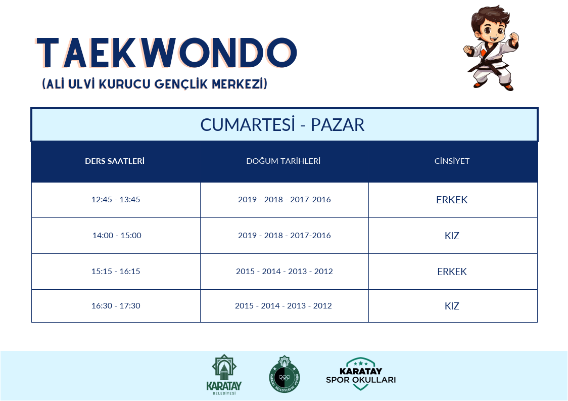 Taekwondo ders programı
