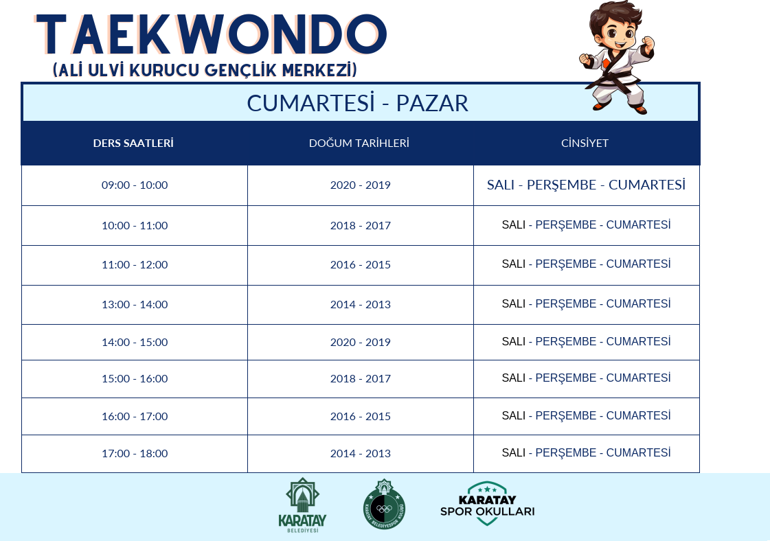 Taekwondo ders programı