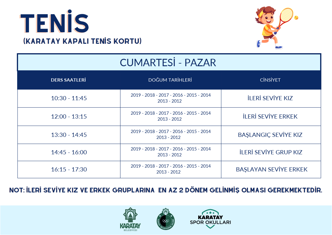 Tenis ders programı