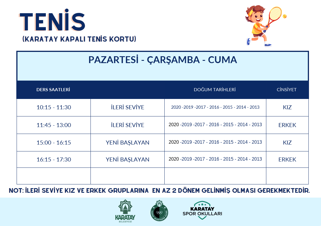 Tenis ders programı