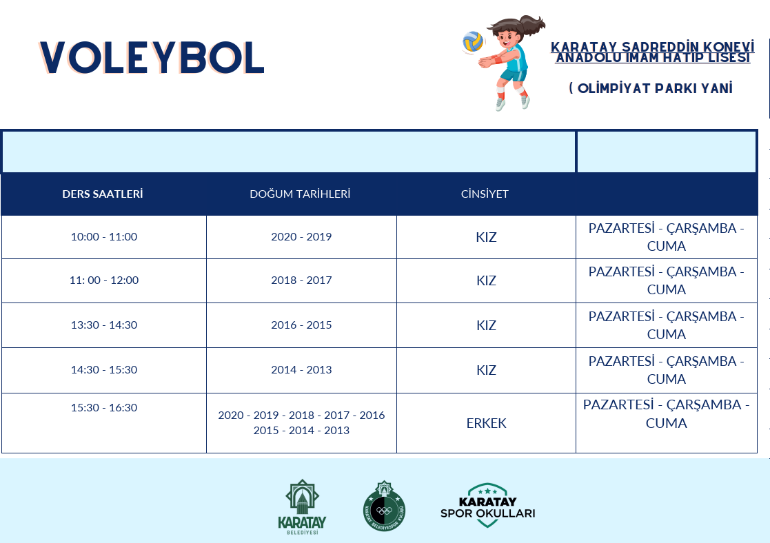 Voleybol ders programı