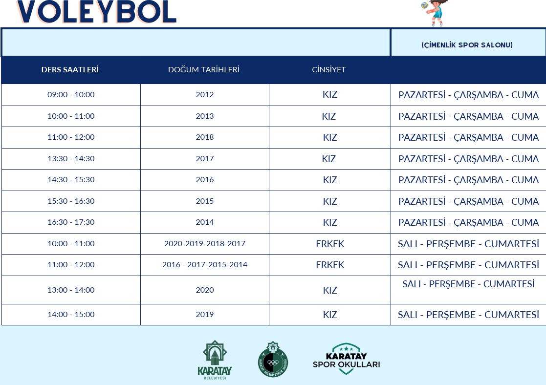 Voleybol ders programı